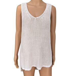 360 Sweater 100% linen open knit sleeveless sweater size M